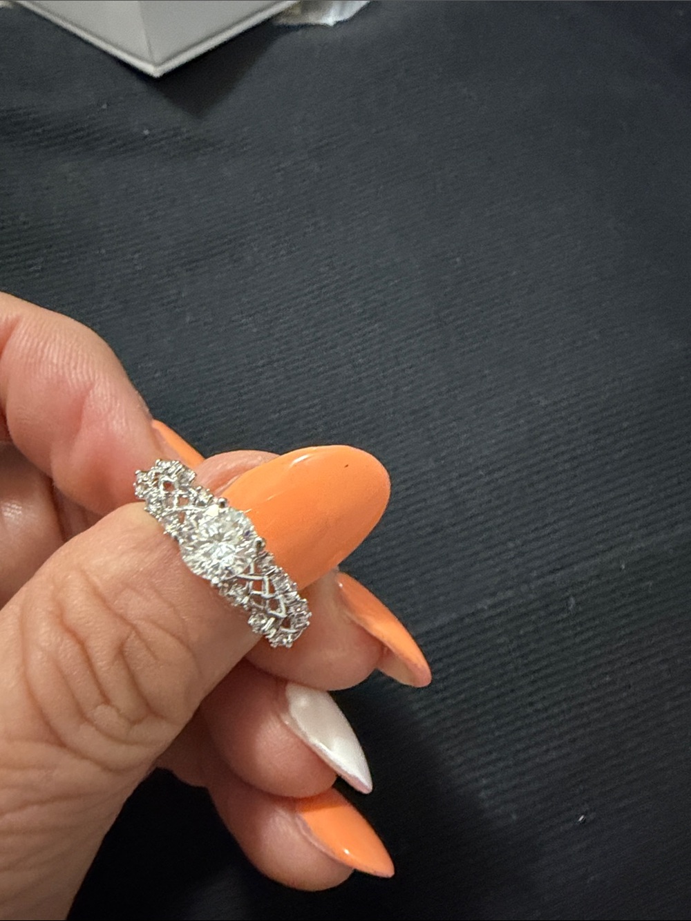 Classic Silver Crystal Cluster Ring - White